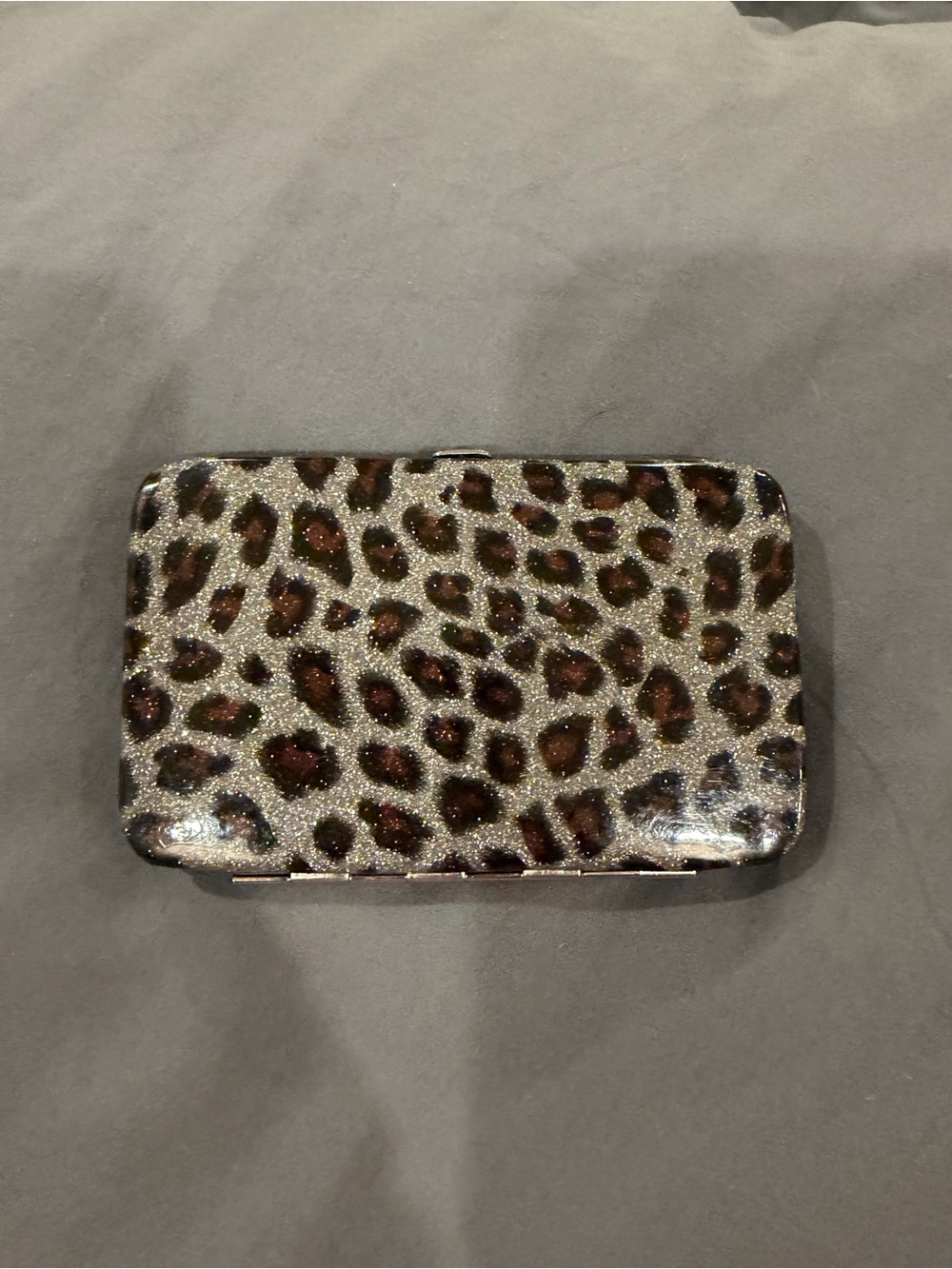 Source Unknown Leopard Print Glitter Card & Key Holder - Brown Black Silver